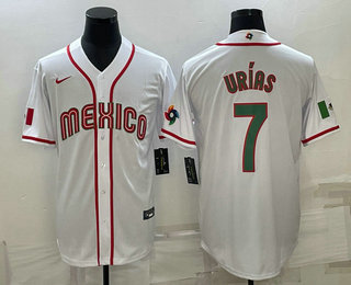 Mens Mexico Baseball #7 Julio Urias 2023 White Blue World Baseball Classic Stitched Jerseys->2023 world baseball classic->MLB Jersey